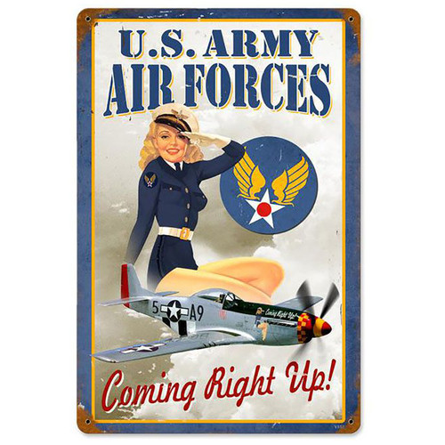 US Army Air Forces Pinup Metal Sign 12 x 18 Inches