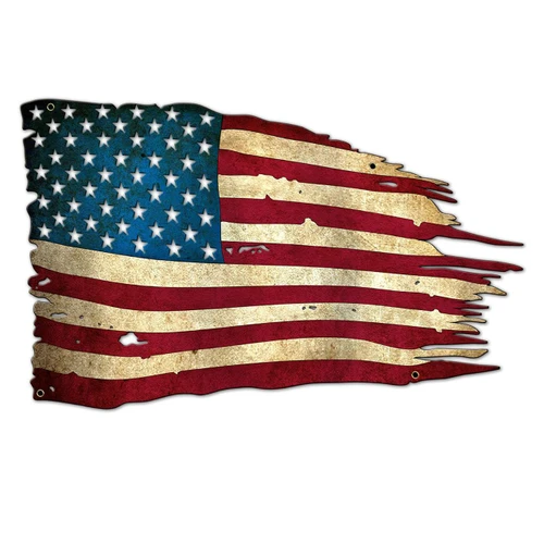 USA Flag Metal Sign 18 x 11 inches with patriotic American Stars and Stripes artwork from the Steve McDonald collection