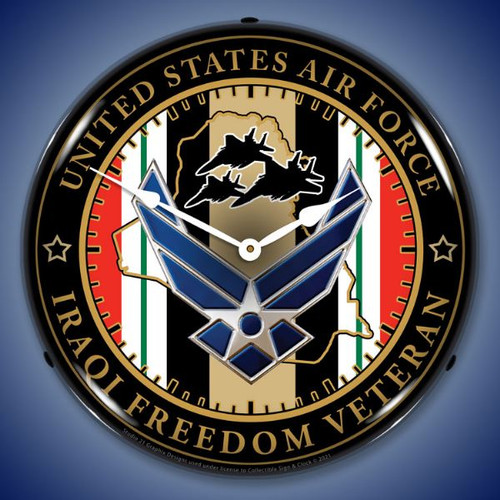 Air Force Veteran Operation Iraqi Freedom LED Lighted Wall Clock 14 x 14 Inches