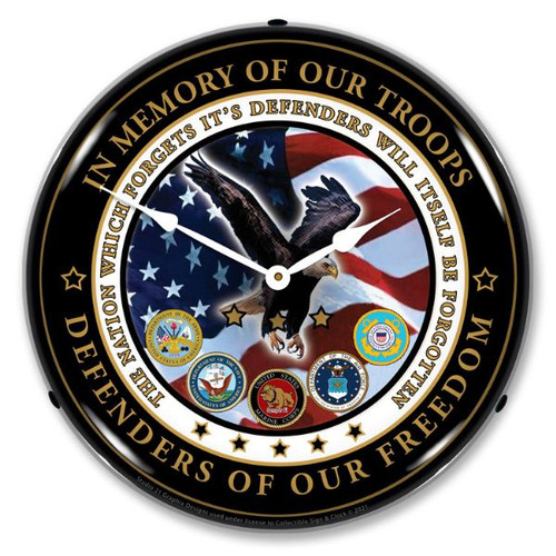 Fallen Heroes LED Lighted Wall Clock 14 x 14 Inches