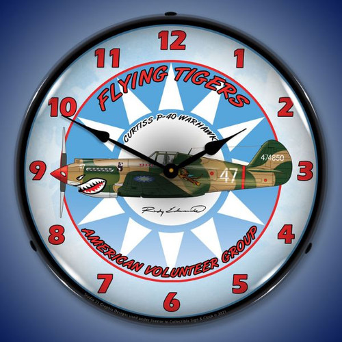 Flying Tigers LED Lighted Wall Clock 14 x 14 Inches