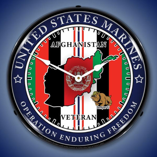 Marine Veteran Operation Enduring Freedom LED Lighted Wall Clock 14 x 14 Inches