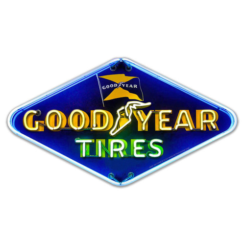 Goodyear Neon Style Metal Sign 20 x 11 Inches
