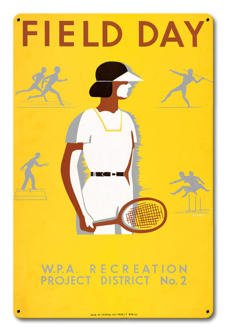 Wpa Field Day Vintage Metal Sign 12 x 18 Inches