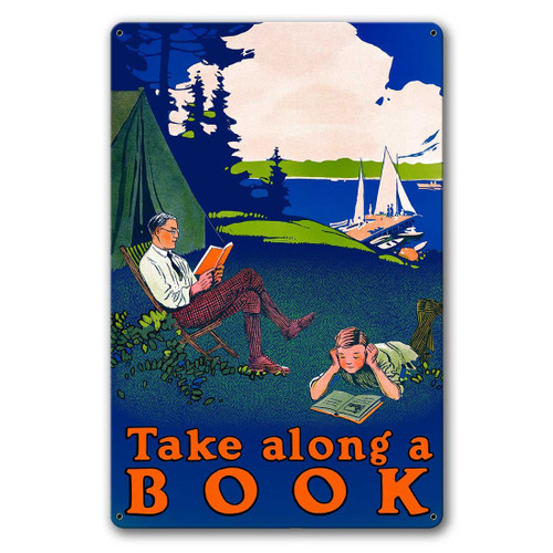 Take Along A Book Vintage Metal Sign12 x 18 Inches