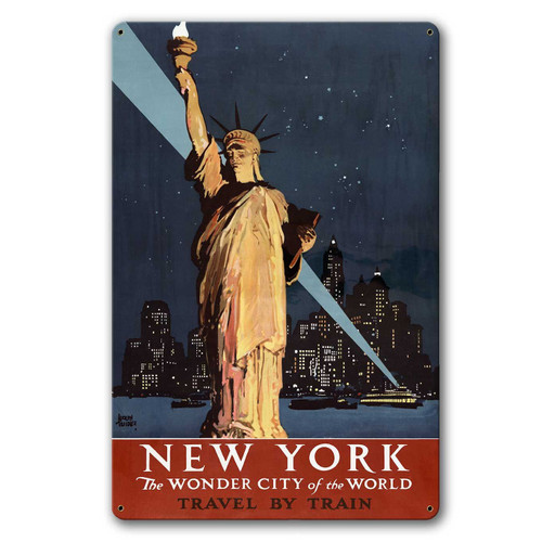 New York Wonder City Vintage Metal Sign 24 x 36 Inches