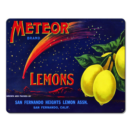 Meteor Lemons Vintage Metal Sign 15 x 12 Inches
