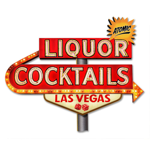 Atomic Liquor Cut out Metal Sign 22 x 18 Inches