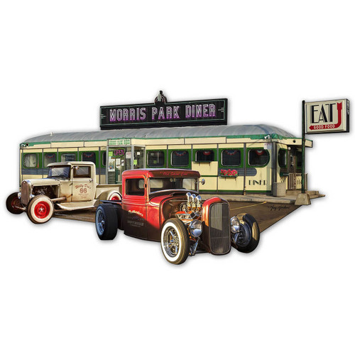 Morris Park Diner Cut Out Metal Sign 36 x 18 Inches