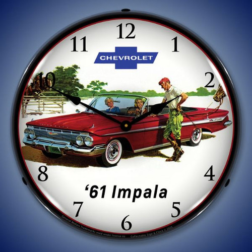 1961 Impala Convertible LED Lighted Wall Clock 14 x 14 Inches