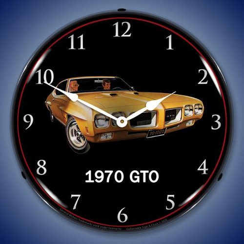 1970 Pontiac GTO LED Lighted Wall Clock 14 x 14 Inches