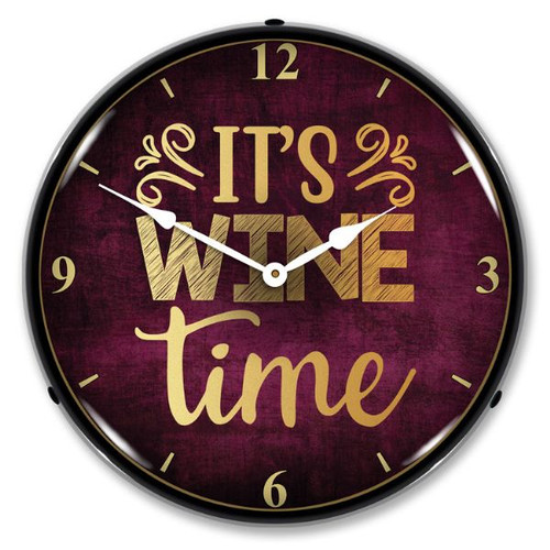 Wine Time LED Lighted Wall Clock 14 x 14 Inches