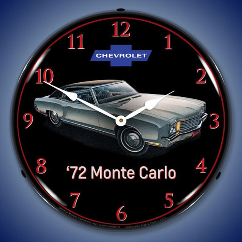 1972 Monte Carlo LED Lighted Wall Clock 14 x 14 Inches