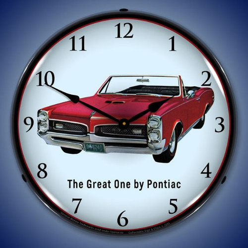 1967 Pontiac GTO Convertible LED Lighted Wall Clock 14 x 14 Inches