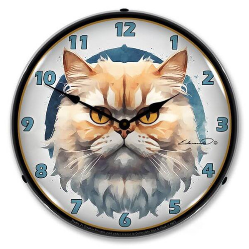 Persian Cat LED Lighted Wall Clock 14 x 14 Inches