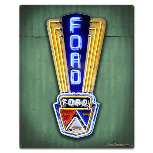 Ford Neon Style Metal Sign 12 x 15 Inches