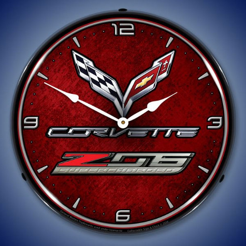  C7 Corvette Z06 LED Lighted Wall Clock 14 x 14 Inches 