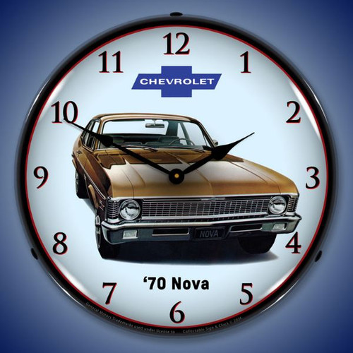 1970 Nova 2 LED Lighted Wall Clock 14 x 14 Inches