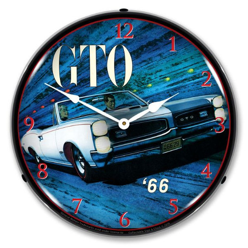 1966 Pontiac GTO LED Lighted Wall Clock 14 x 14 Inches