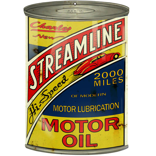 Charles Gas Station Reproduction Motor Oil Can Metal Sign 12 x 18 Inches