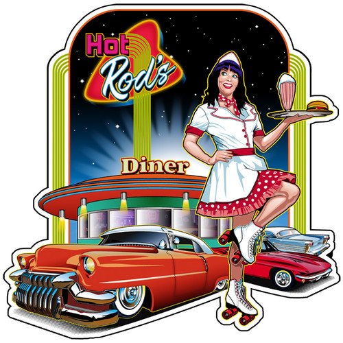 Hot Rod Diner Cut Out Metal Sign 15 x 15 Inches