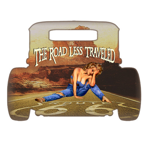 The Road Less Traveled Route 66 Laser Cut Out Metal Sign 12 x 9 Inches