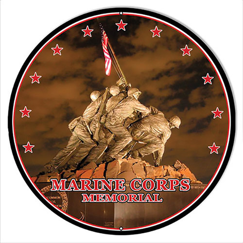 Marine Corps Memorial Round Metal Sign 18 x 18 Inches