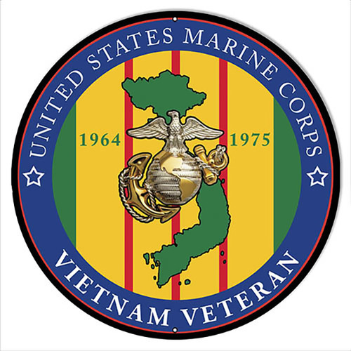 U.S.Marines Vietnam Vet Round Metal Sign 18 x 18 Inches