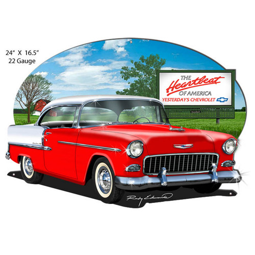 Chevy Red Heartbeat Cut-Out Garage Metal Sign 24 x 16.5 Inches