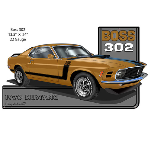 Mustang 1970 Series Gold Cut-Out Garage Metal Sign 24 x 13.5 Inches