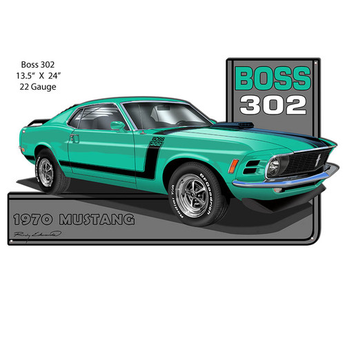Mustang 1970 Series Green Cut-Out Garage Metal Sign 24 x 13.5 Inches