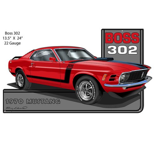 Mustang 1970 Series Red Cut-Out Garage Metal Sign 24 x 13.5 Inches
