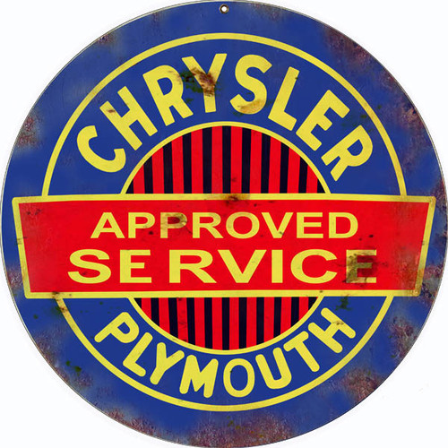 Chrysler Reproduction Vintage Garage Shop Round Metal Sign 14 x 14 Inches