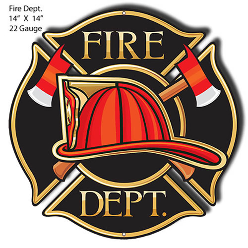 Fire Dept. Wall Art Cut-Out Metal Sign 14 x 14 Inches