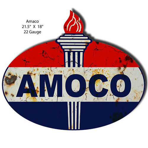 Amoco Reproduction Cut-Out Metal Sign 21.5 x 18 Inches