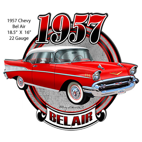 Chevy Bel Air Red Laser Cut-Out Metal Sign 18.5" x 16"