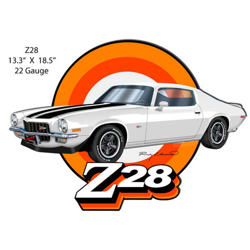 Z28 Camaro White Cut-Out Garage Art Metal Sign 18.5" x 13.3"