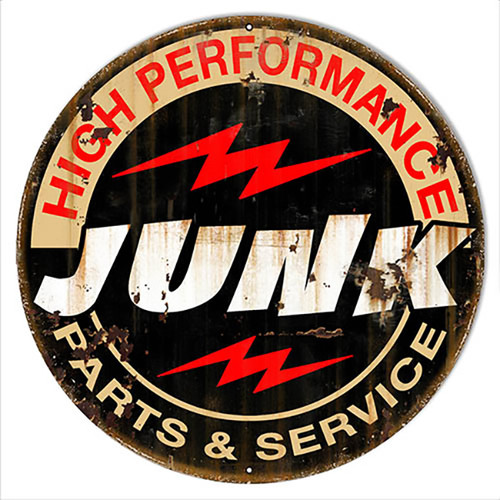 Junk Service Reproduction Garage Shop Round Metal Sign 14 x 14 Inches