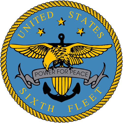 United States Sixth Fleet Military Round Metal Sign 14 x 14 Inches