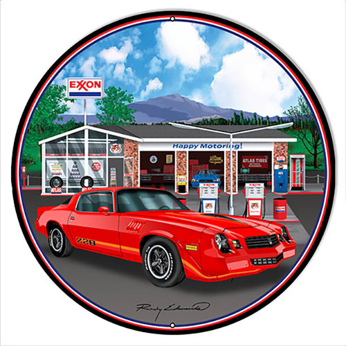Z28 Camaro Red Metal Sign Round Metal Sign 14 x 14 Inches