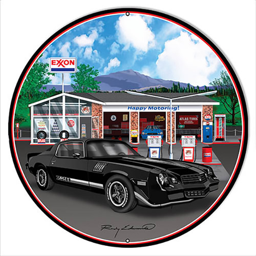 Z28 Camaro Black Metal Sign Round Metal Sign 14 x 14 Inches
