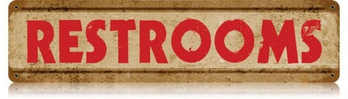 Retro Restrooms Metal Sign 20 x 5 Inches