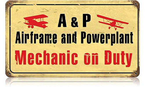Retro Airframe Mechanic Metal Sign 14 x 8 Inches