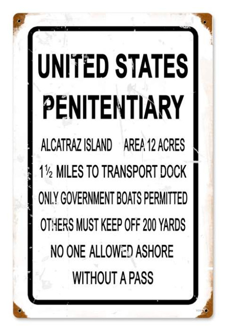 Vintage Alcatraz Metal Sign 12 x 18 Inches