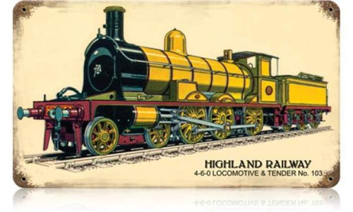 Retro Highland Railway Metal Sign 14 x 8 Inches