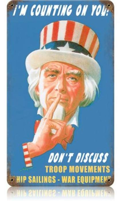 Vintage Uncle Sam Metal Sign 8 x 14 Inches