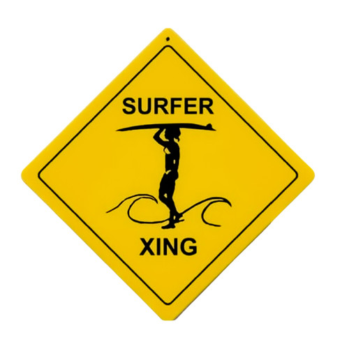 Vintage Surfer Xing Metal Sign 12 x 12 Inches