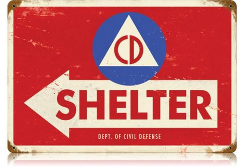 Retro Civil Defense Metal Sign 18 x 12 Inches