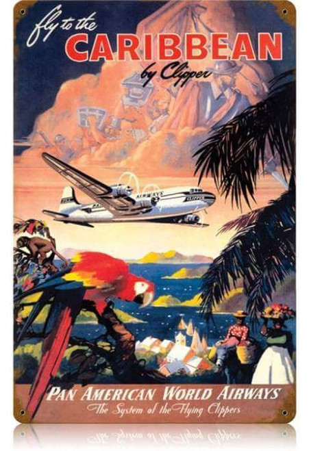 Vintage Caribbean Metal Sign 12 x 18 Inches