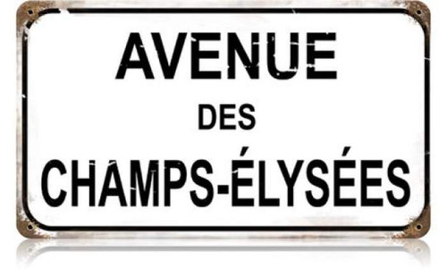 Retro Champs Elysees Metal Sign 14 x 8 Inches